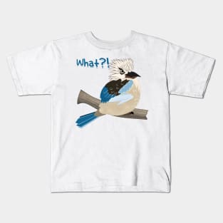 Angry Kookaburra asking What? Funny design by LozsArt Kids T-Shirt